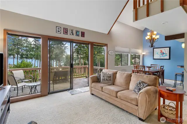 Living room to dining area & slider to deck