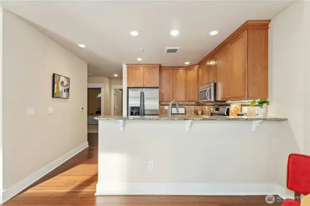 The spacious kitchens opens to the dining area and living room.