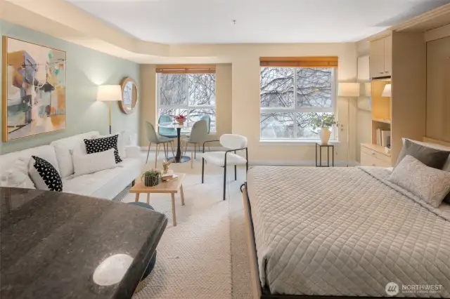 Open, airy, and thoughtfully laid out—this studio maximizes every square foot with charm and function in perfect balance.