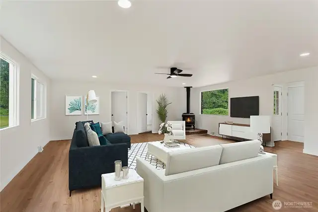 Virtually staged living room