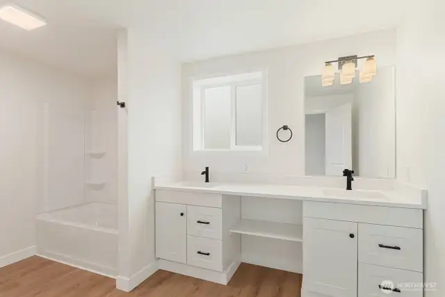 Primary bathroom with dual sinks