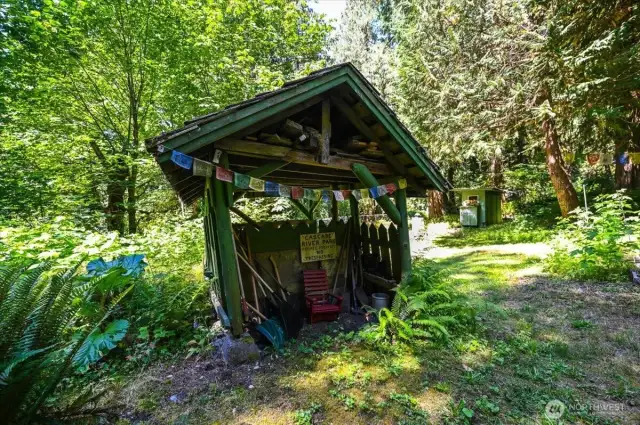 Perfect covered area for outdoor tools or wood