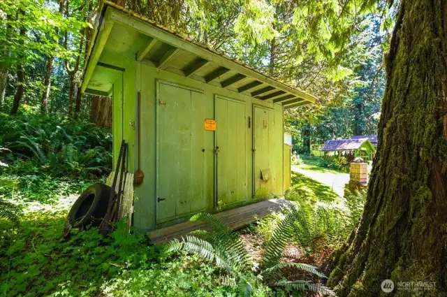 Outhouse and storage shed for second parcel