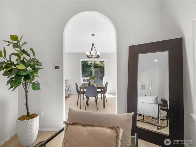 Fresh paint and all-new flooring tie these spaces together with a clean, cohesive look.