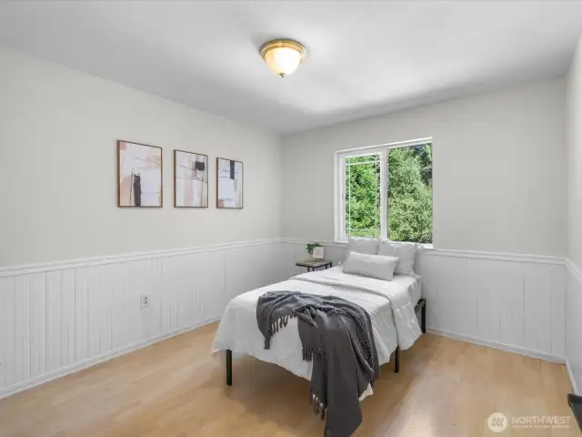 This second upstairs bedroom is bright and versatile—ideal for a guest room, child’s bedroom, or office. Best of all, it offers a peaceful view of Lake Ketchum, a reminder of the natural beauty just outside your window.