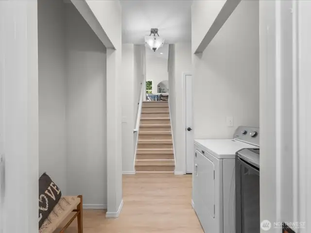 You'll find the utility room downstairs with tons of storage, half bath and 4th bedroom that could easily be a den.