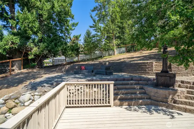North deck with fire pit in distance