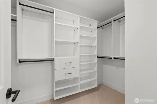 2 separate closets with built ins
