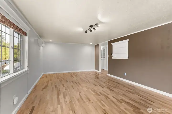 Living room and 2 bedrooms on upper level.
