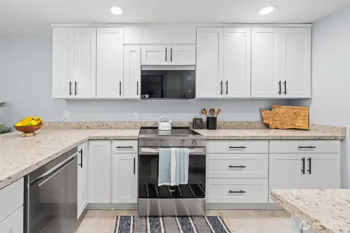 New high-end appliances including convection oven.