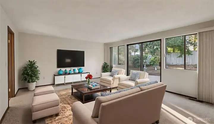 Virtually staged to show how this room can become your favorite hangout space.