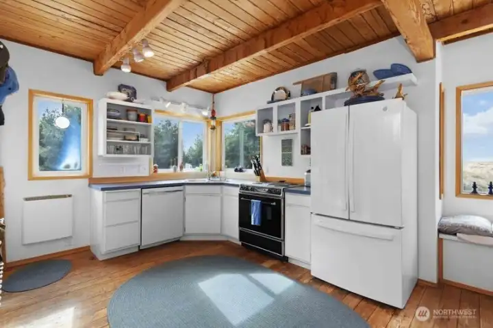 Bright, functional kitchen with space to make entertaining a joy.