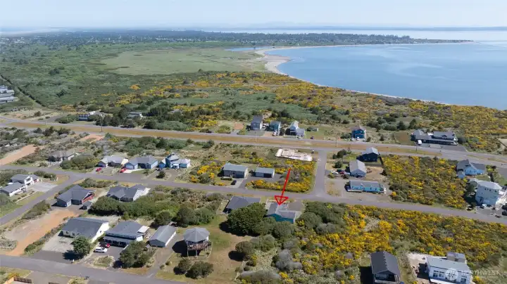 Partial view of Oyhut Bay and the Olympic Mountains