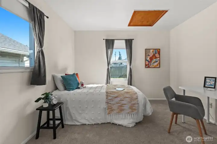 Bedroom 1 with pull attic access (room to expand to attic)