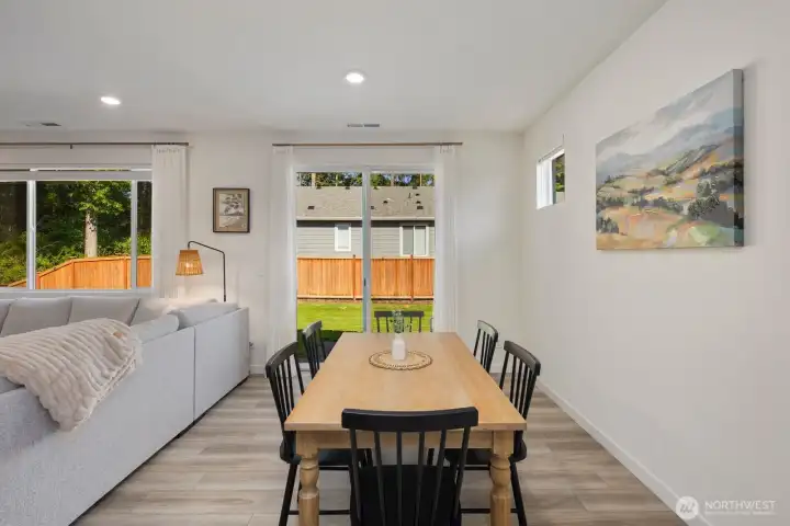 Natural light and direct access to the backyard help create an easy transition between indoor living and outdoor enjoyment.