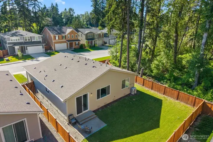 Backing to a natural treed setting, the backyard provides a sense of privacy and a peaceful backdrop rarely found in newer neighborhoods.