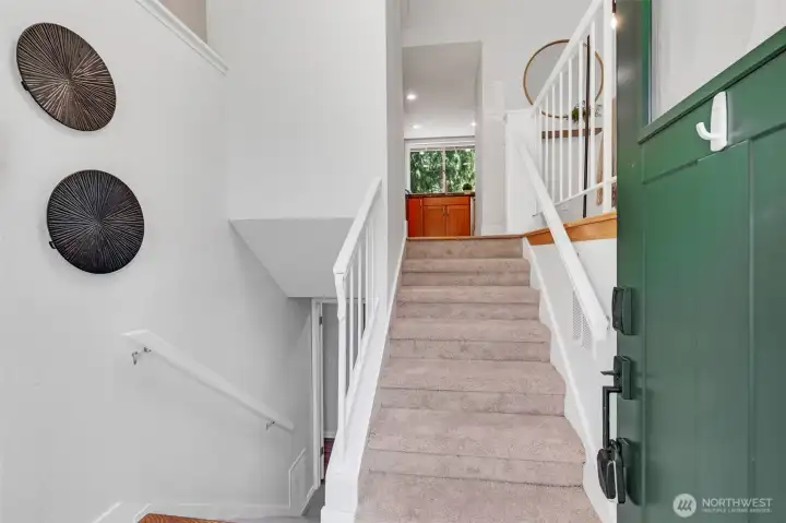 Split level entry with new carpet