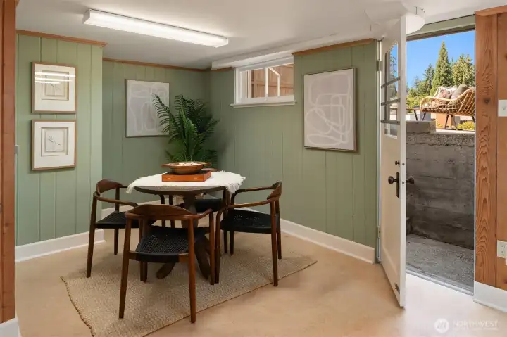Extra space in the lower level is perfect for a home office or game space. Easy access to the back yard too! Extra space in the lower level is perfect for a home office or game space. Easy access to the back yard too!