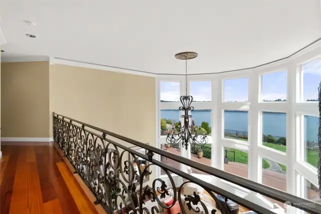 Stunning 2nd story banister from which one can enjoy the VIEW and overlook the Great Room