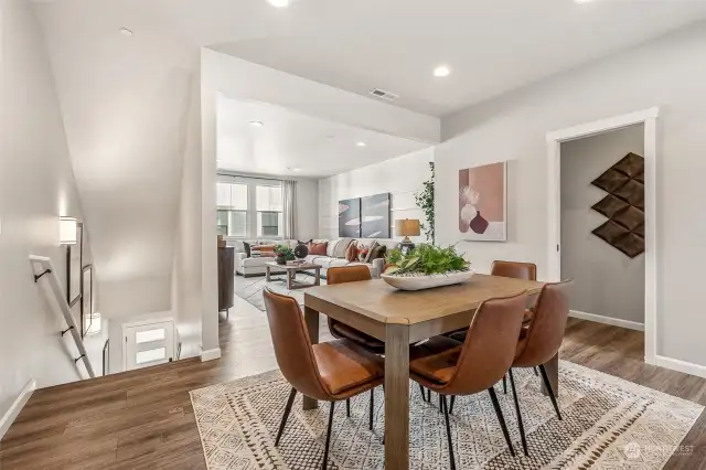 Dining nook to great room Example photos from model home