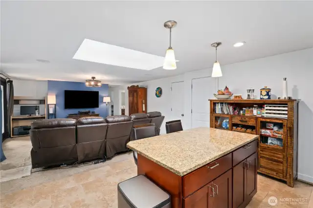 Granite island in kitchen