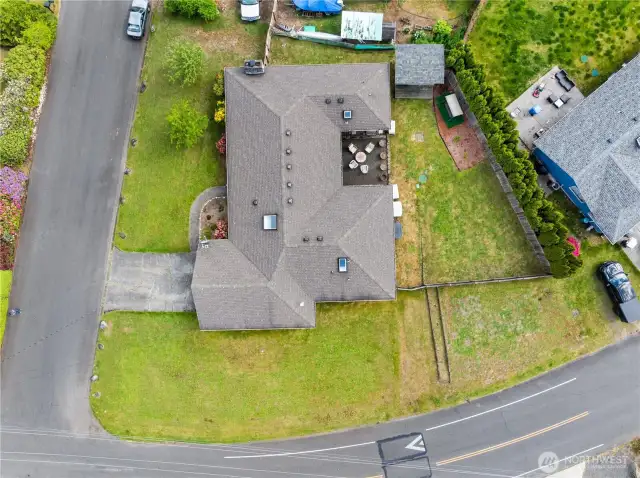 Aerial of the 1/3 acre corner lot full of space on all sides