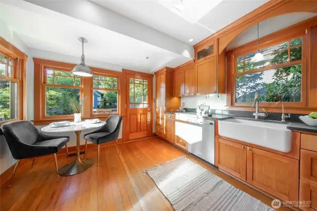 Looking out to the backyard from the kitchen