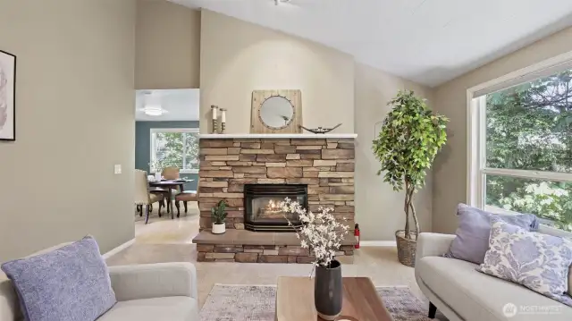 A cozy, elegant gas fireplace adds charm and character—bringing warmth and refined style to the space.