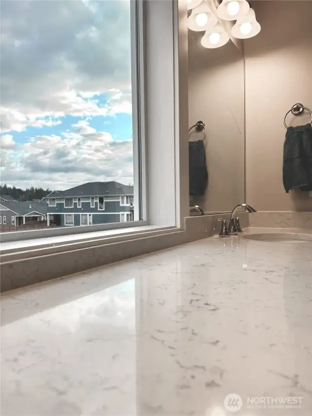 Large picture window in primary bath