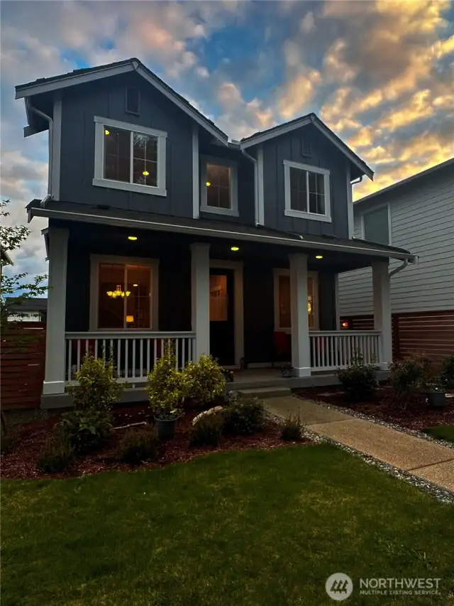 Front of home during sunset
