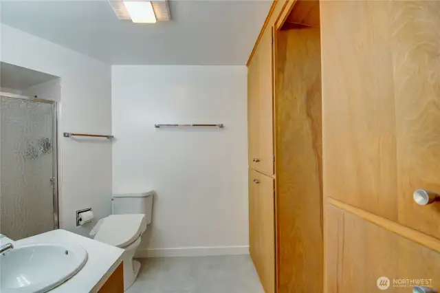 Primary Bathroom with lots of storage.