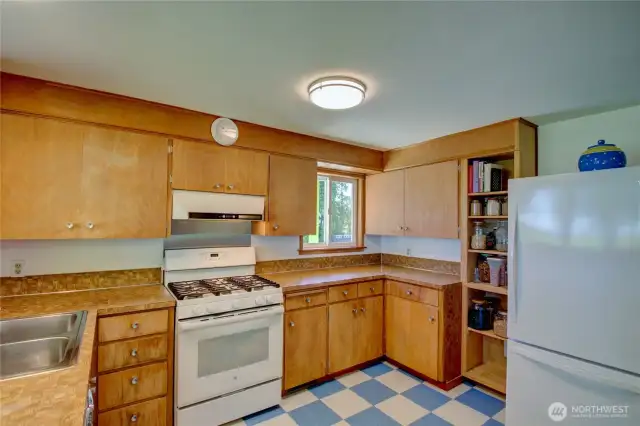 Gas stove, plenty of storage.