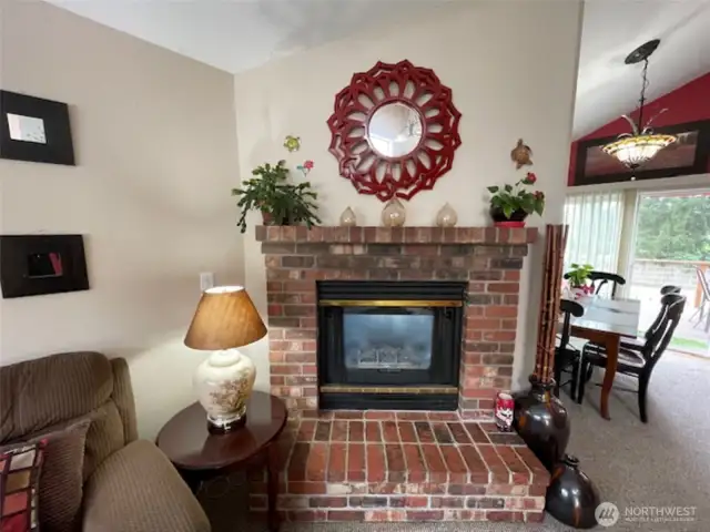 Gas fireplace.