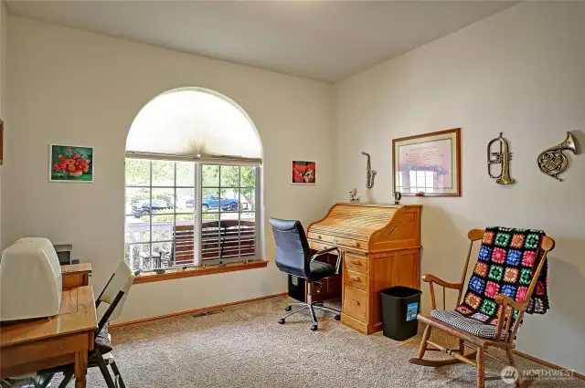 Bright and airy second bedroom or great for an office or den.