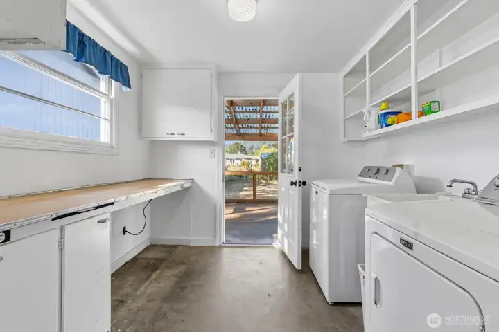Utility room with extra storage space.