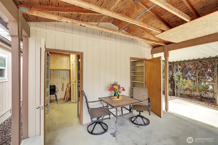 Entrance to shed, workshop & storage