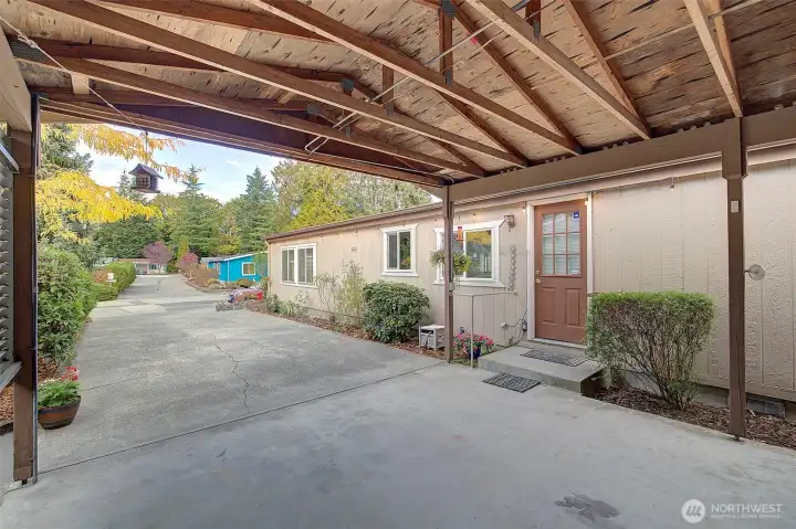 Large 2 car carport area