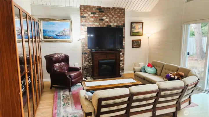 Living room with electric fireplace