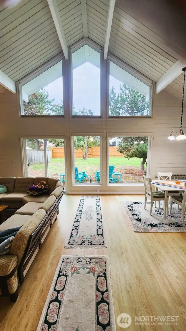 Window wall with cathedral ceilings