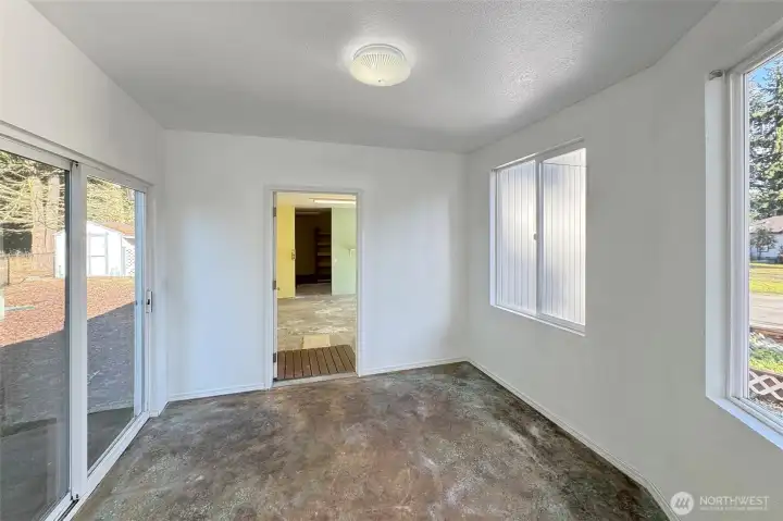 Breezeway with slider-Entrance to Garage