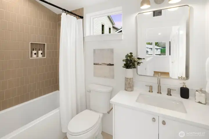 Full bath on the upper level