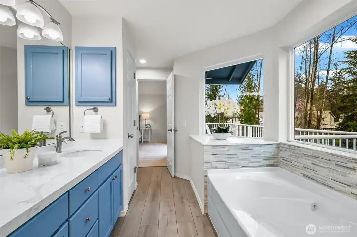 primary bathroom with soaking tub