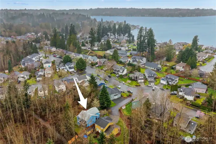 The lake is a short walk from the house