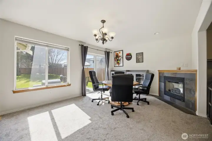 Second Living area with cozy gas fireplace