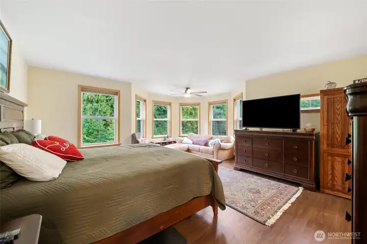 Luxurious primary suite with sitting area.