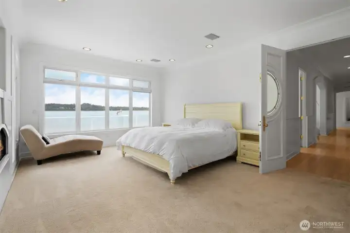 Double doors leading to the primary bedroom.