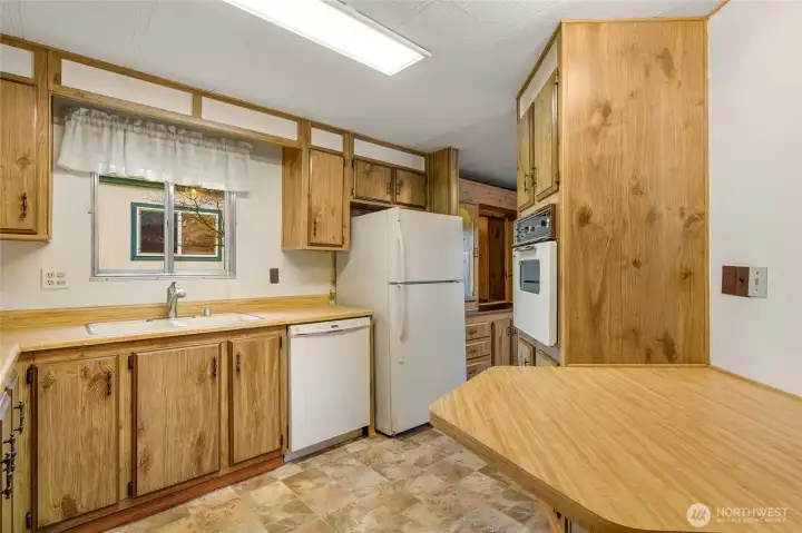 Large kitchen with eating area