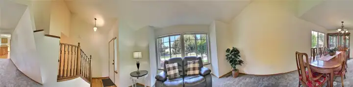 Entry way to formal  living room and formal dining room view