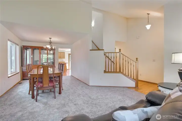 Living room to dining room view