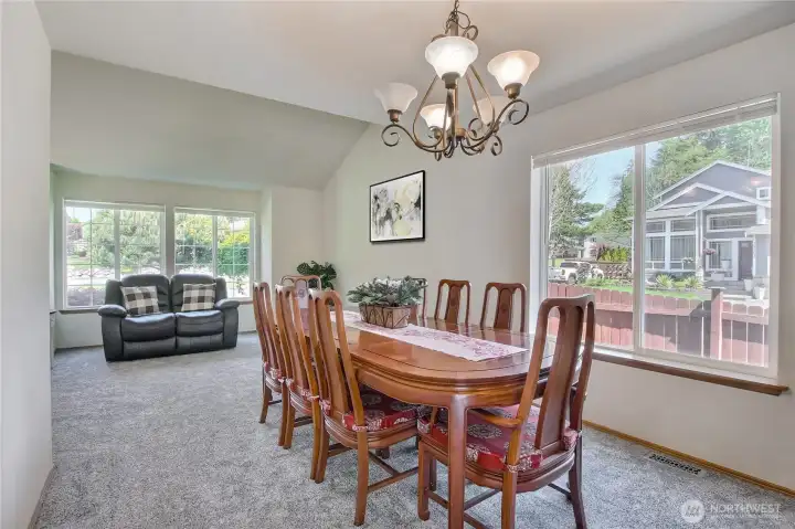 Dining room to living room view - virtually staged